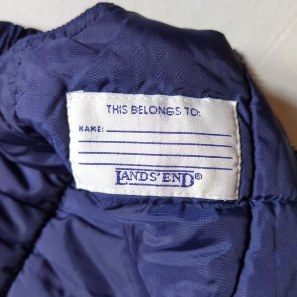 Lands End Snow Ski Pants Kids Size 5 Navy Blue Bibs Overalls Pockets 100% Nylon - Picture 7 of 11